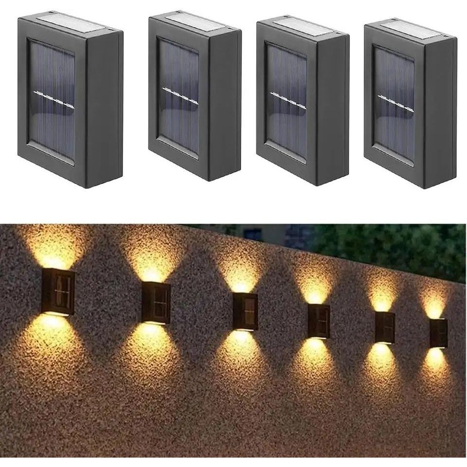 Kit 1/2/3/4 Luminaria Solar Arandela de Parede Iluminação Luz de Escada Lampada Externa a Prova D'água em Oferta na Shopee