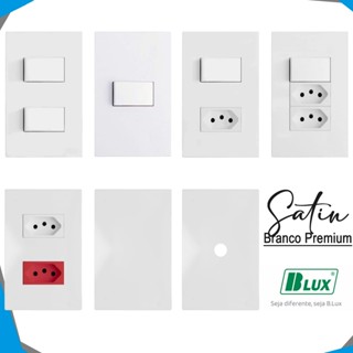 Conjunto Tomada Recta Satin Branco Fosco Blux 4x2 Tomada 10a 20a Interruptor Simples e Paralelo em Oferta na Shopee