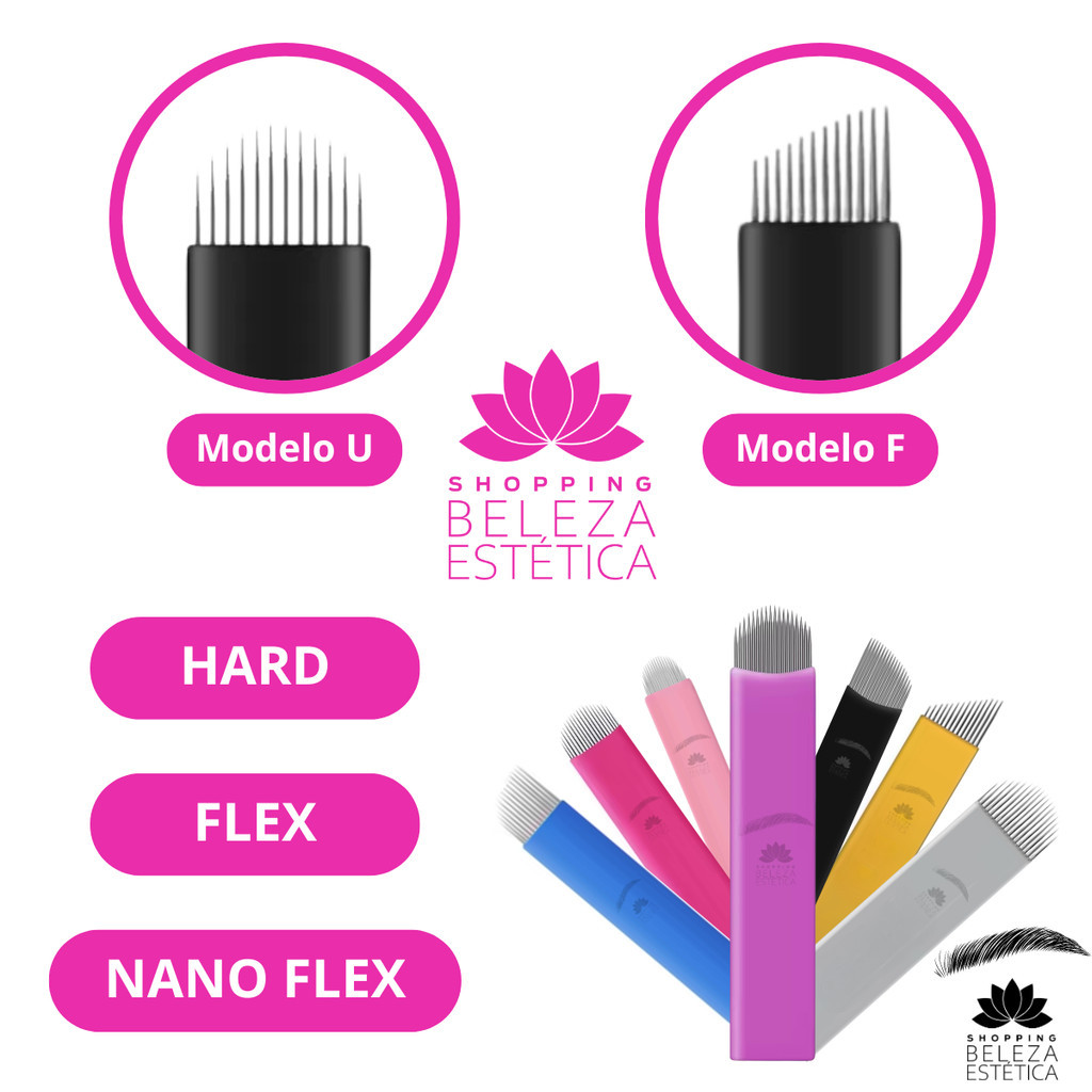 Lâmina Tebori para Microblanding Micropigmentação - 10 Unidades - Flex U/Chanfrada