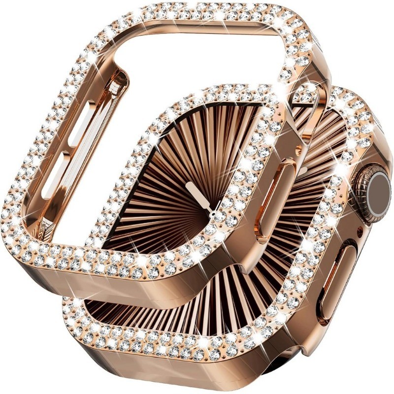 Capa Para Apple watch Case 42mm 46mm 40mm 41mm 45mm 44mm 38mm Diamante Bling Quadro iWatch Série 10 9 7 SE 6 8 5 4 3 em Oferta na Shopee