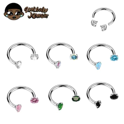 Piercing Septo Titânio Ferradura Zircônia Redonda 6mm/8mm/10mm12mm Helix Daith Cartilagem