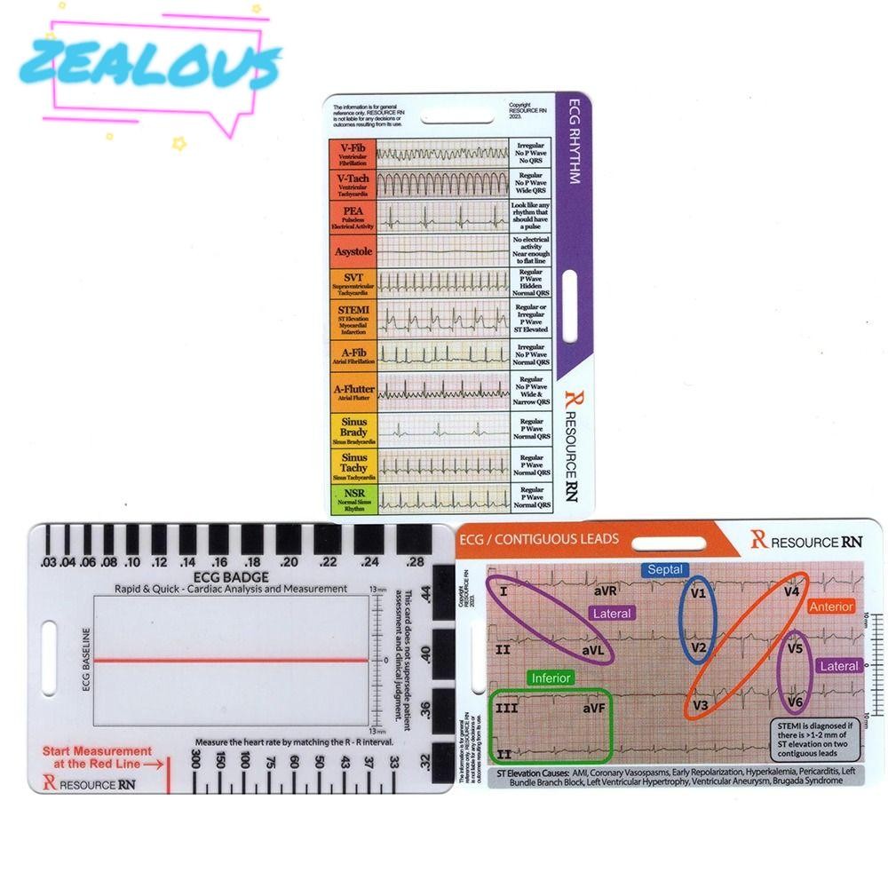 ZEALOUSSS ECG Régua De 7 Passos , Pinças De EKG De Plástico Vertical Horizontal , De Interpretação Portátil