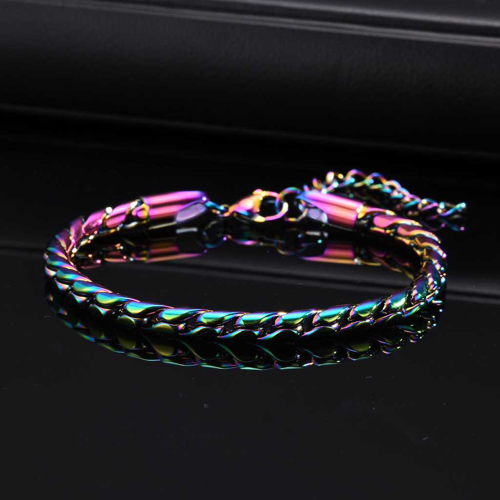 Vnox 4.6mm De Largura Aço Inoxidável Artesanal Corrente Pulseira Ajustável Masculino Feminino , Moda Simples Casal Prese - Fashion Accessories