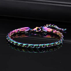 Vnox 4.6mm De Largura Aço Inoxidável Artesanal Corrente Pulseira Ajustável Masculino Feminino , Moda Simples Casal Prese