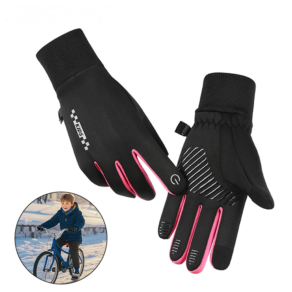 Luvas Infantis De Inverno Acolchoadas , Vento Quente E Frio , Tela Sensível Ao Toque , Antiderrapante , À Prova D'água , em Oferta na Shopee