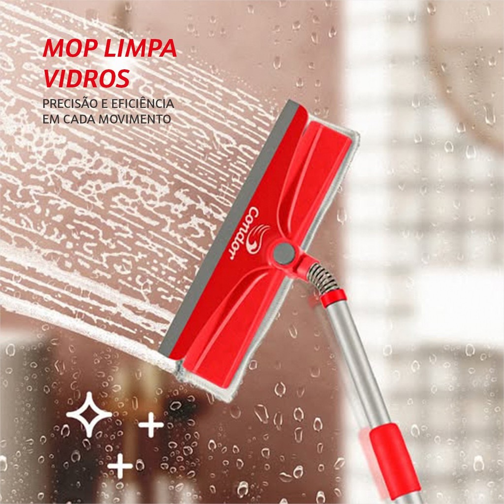 MOP Rodo Magico Limpa Vidros 2 EM 1 Com Haste Flexivel Condor