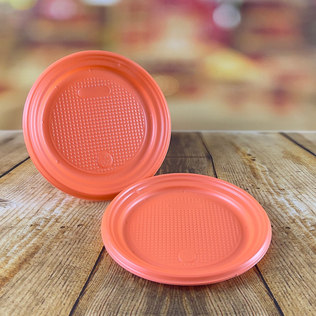 50 PRATOS SOBREMESA FESTA LARANJA NEON 15cm (PLASTIK)