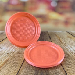 50 PRATOS SOBREMESA FESTA LARANJA NEON 15cm (PLASTIK)