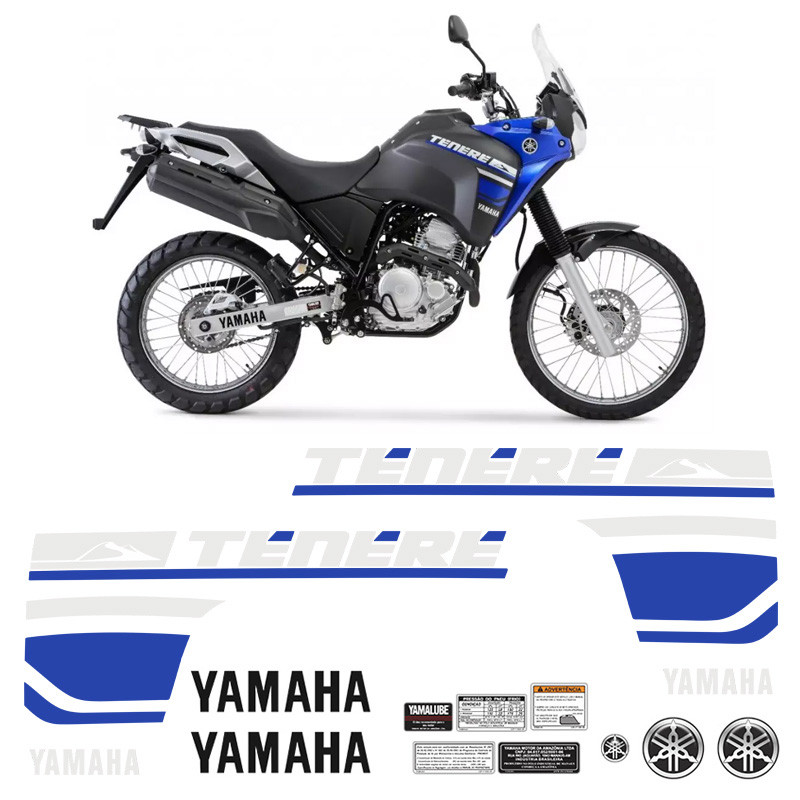 Adesivos Yamaha Tenere 250 2018 Faixa Azul Tanque + Emblemas