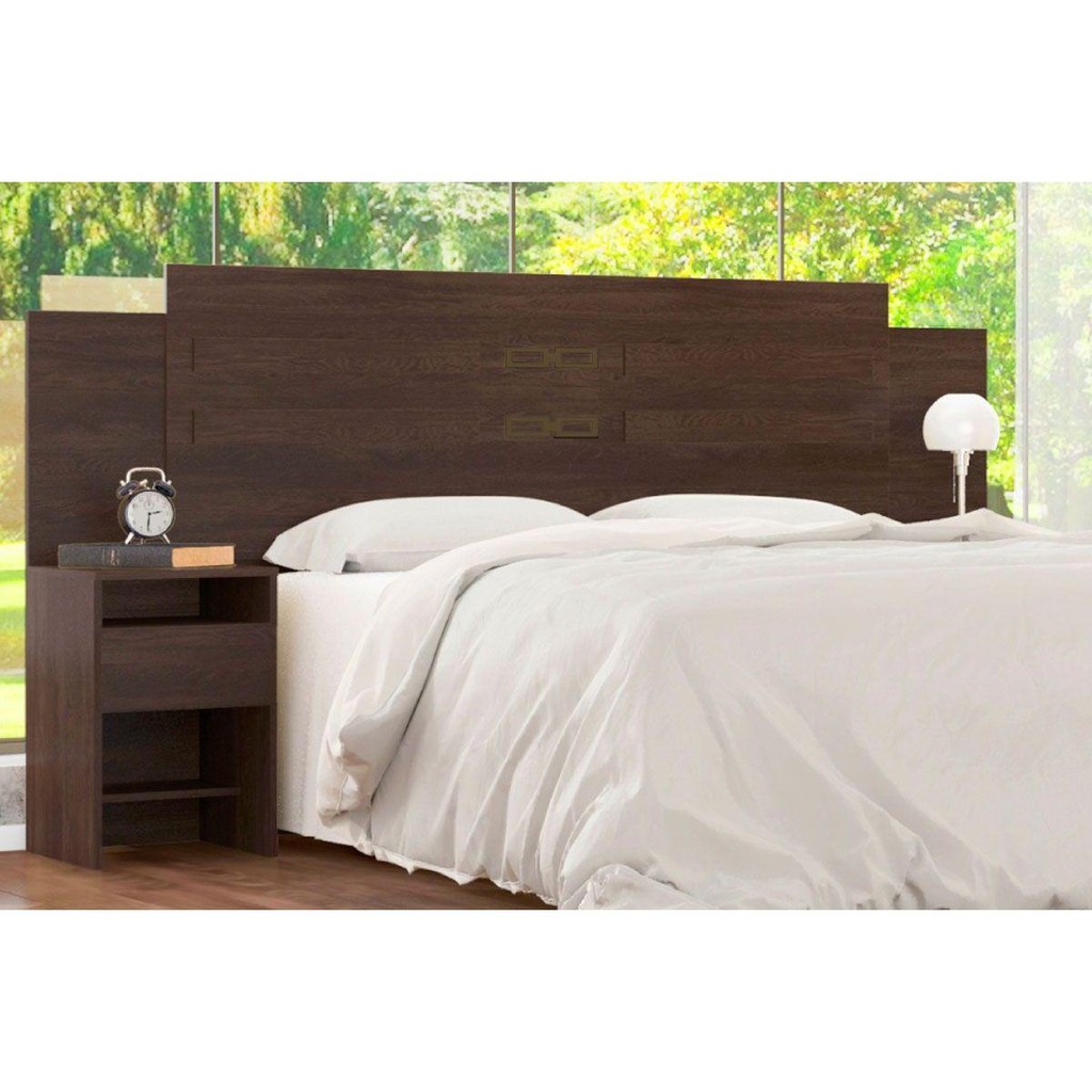 Cabeceira Cama Box Madeirado Casal Triunfo c/ 2 Mesas e 2 Gavetas Ébano Touch - Demóbile em Oferta na Shopee