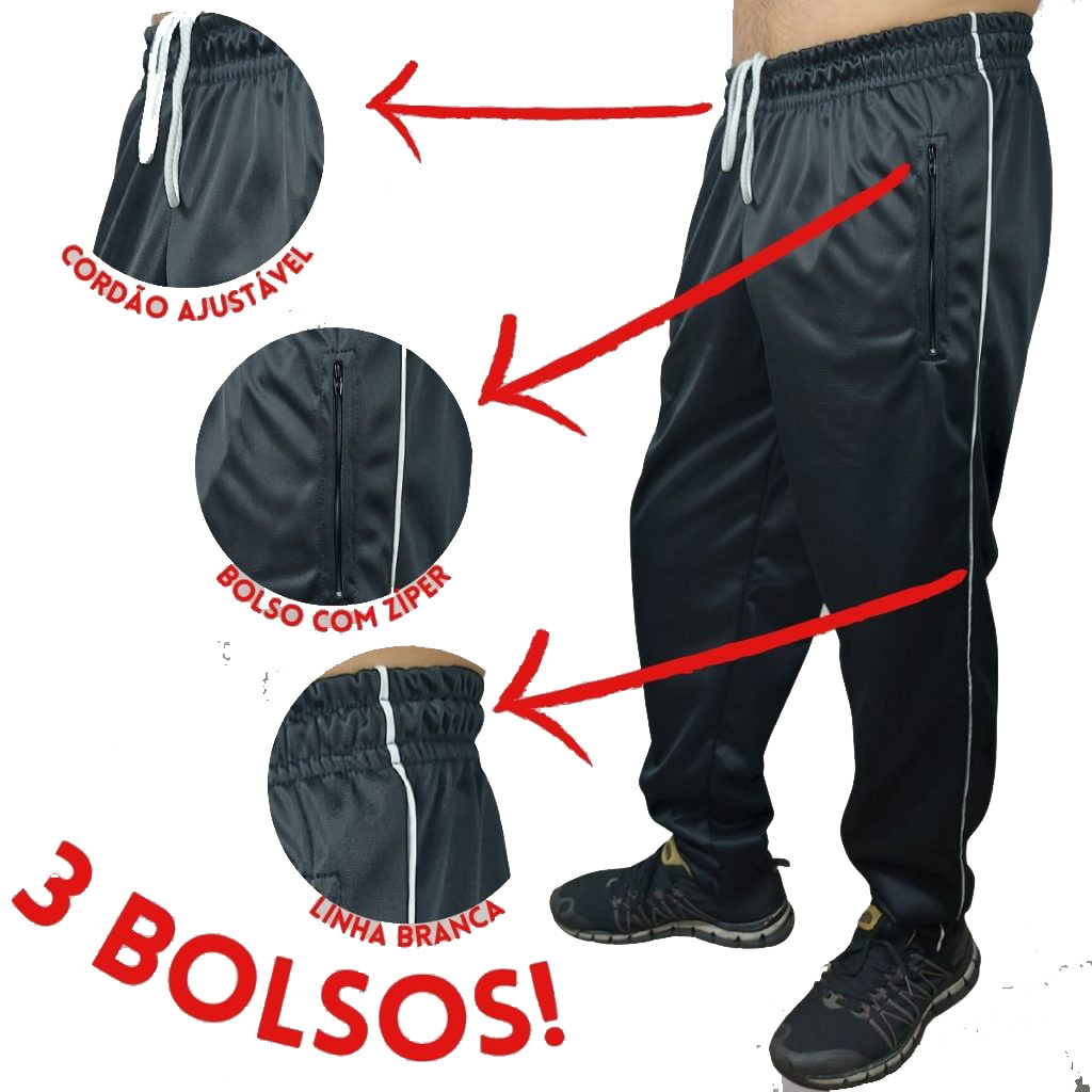 Calça Masculina Esportiva Dry fit treino dia a dia  Corrida Elastano Academia