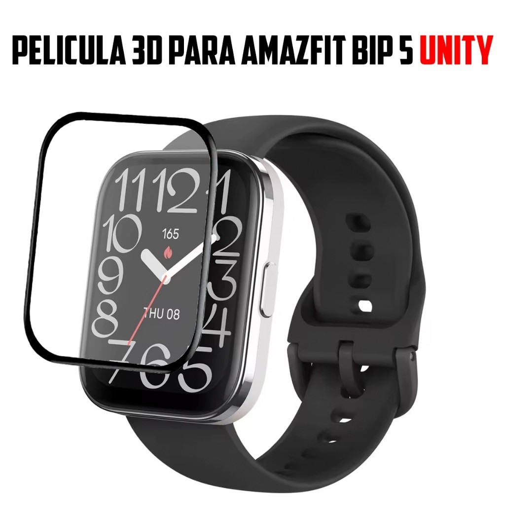 W.BILL Pelicula Para Relógio Smartwatch Amazfit Bip 5 Unity Super Resistente Pelicula Com Borda 3D
