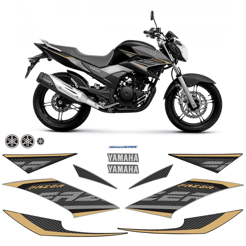 Kit Adesivos Moto Yamaha Fazer 250 2017 2018 + Emblemas em Oferta na Shopee