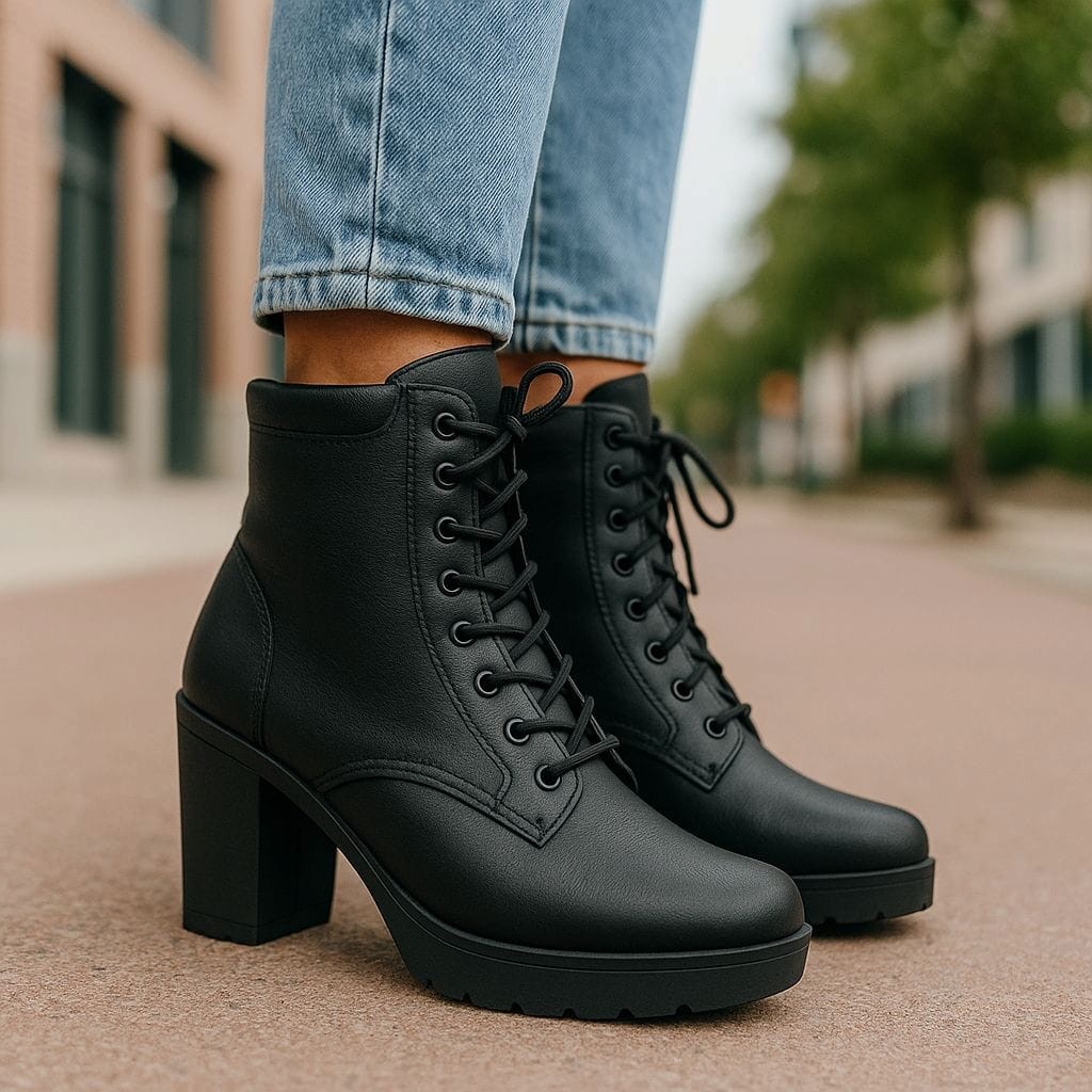 Coturno Feminino Salto Alto Bloco Plataforma Tratorada Bota Casual Confortável Inverno