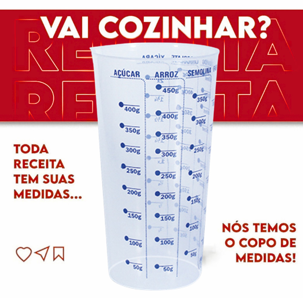 Kit 2 Copo Plástico Medidor Dosador Transparente Graduado 500 Ml Ideal p/ Receitas Culinária Cozinha