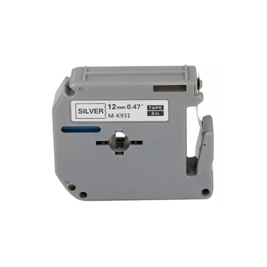 Etiqueta Rotuladora Compatível M-k931 Mk 931 Prata Letra Preta 12mm