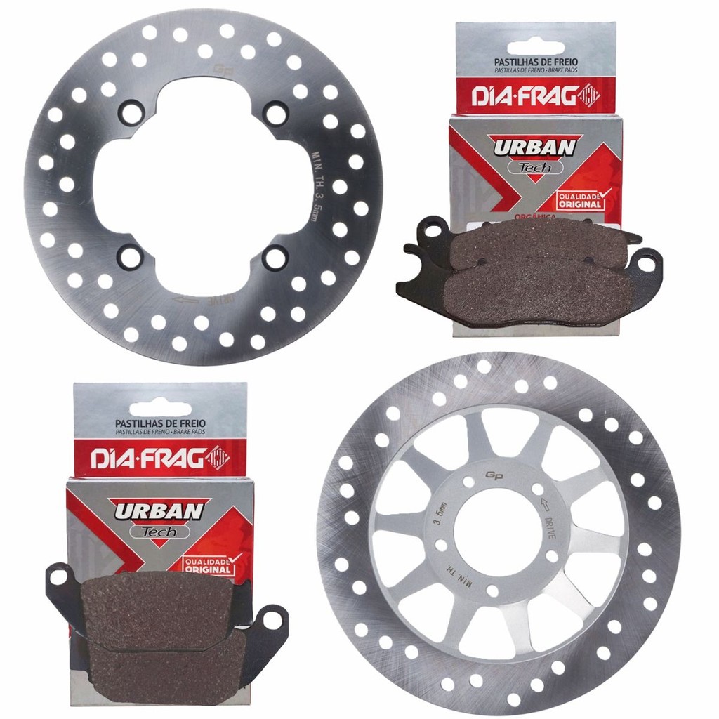 Kit Discos de Freio Nxr 160 Bros Abs 2025 / Xre 190 2025 + Pastilhas Diafrag (Orgânica) em Oferta na Shopee