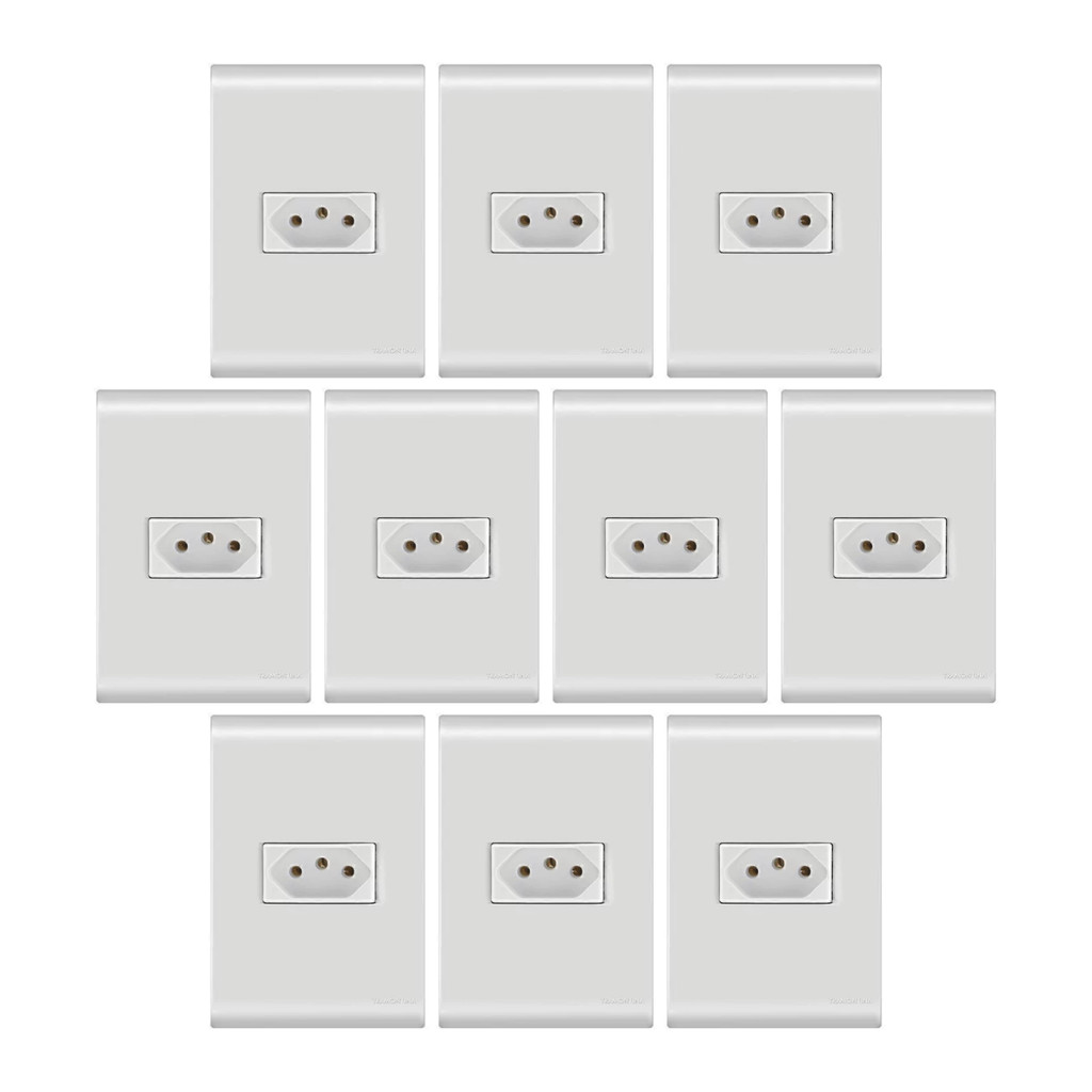 Kit 10 Tomadas 20a 250v Tramontina Liz 4x2 Branca Cor:Branco em Oferta na Shopee