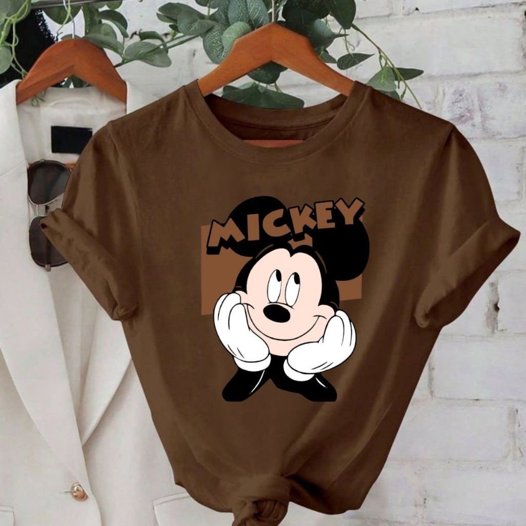 Camiseta Feminina T Shirt Algodao Estampada Mickey Mouse Personagem Disney Casual Confortavel Unissex