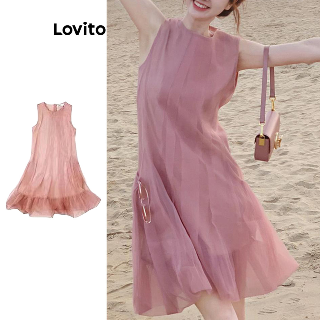 Lovito Vestido Casual Liso Lavado Para Mulheres LNA64131 - Women Clothes