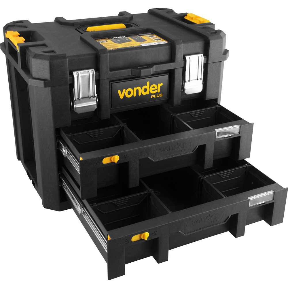 Caixa Plástica Baú Modular para Ferramentas VONDER PLUS CPV 900 com 2 Gavetas
