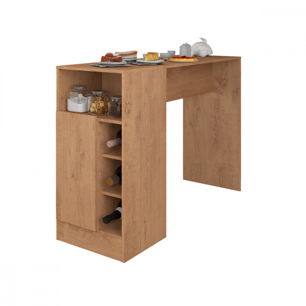 Bancada Gourmet com Nicho 1 Porta Canelato Rustico Atualle em Oferta na Shopee