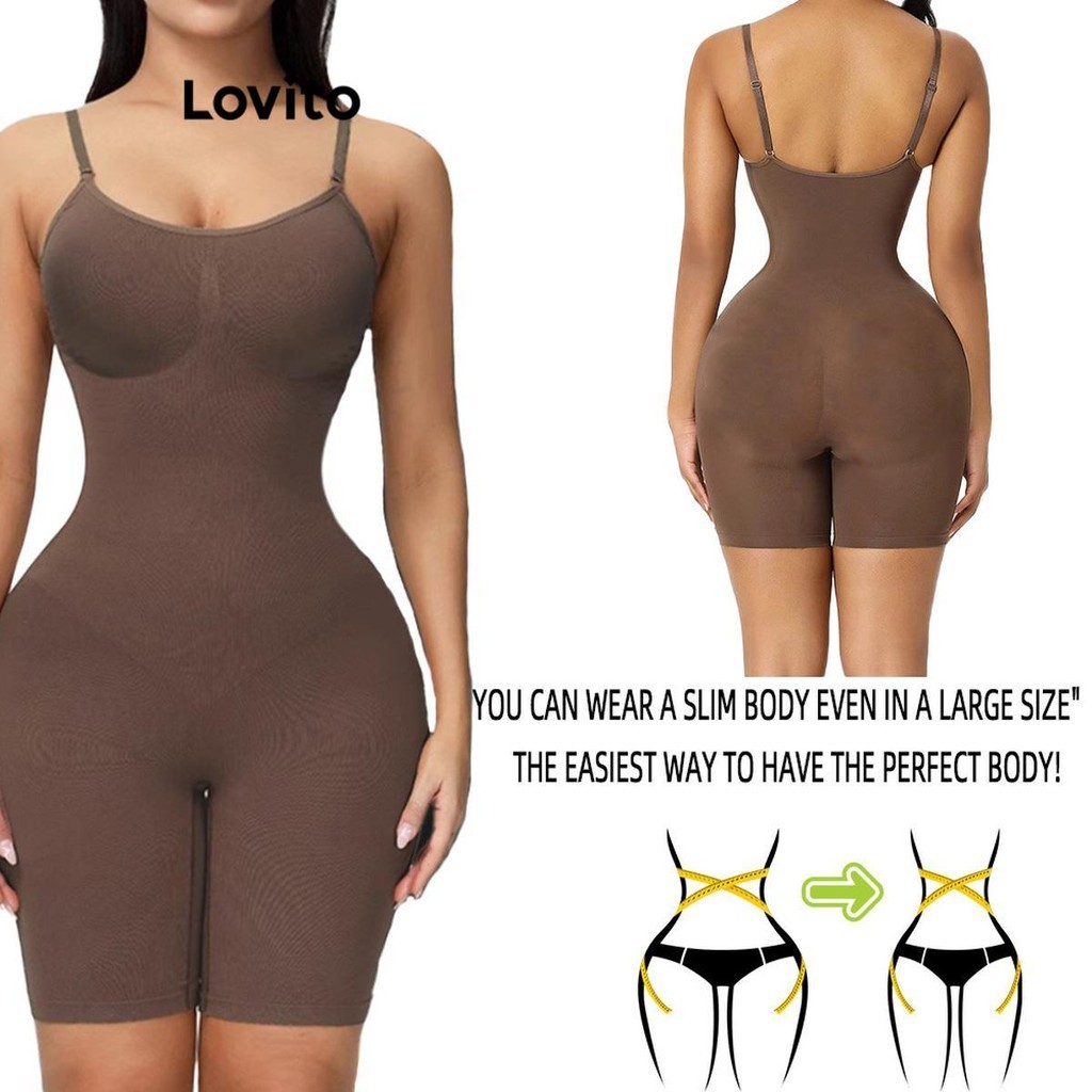 Lovito Plus Shapewear Tamanho Curva Elegante Simples Aperte O Abdômen Shapewear Para Mulheres LNL70120 - Women Clothes