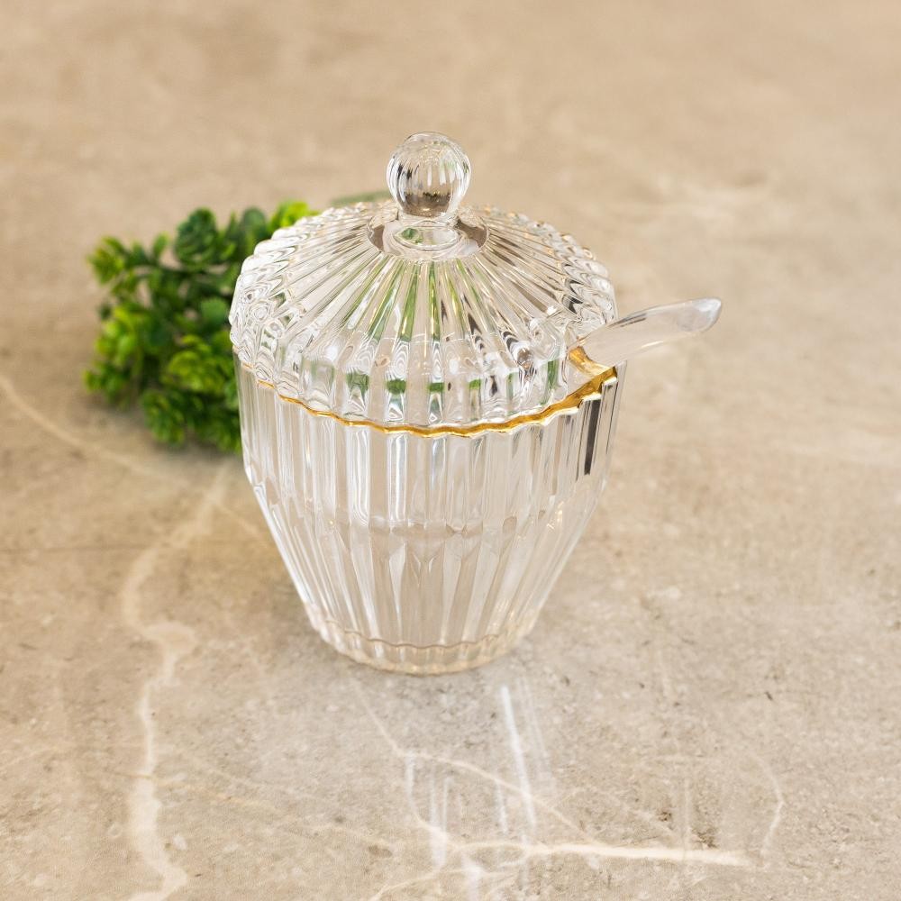 Açucareiro Wolff Imperatriz de Cristal com Fio de Ouro 8cm
