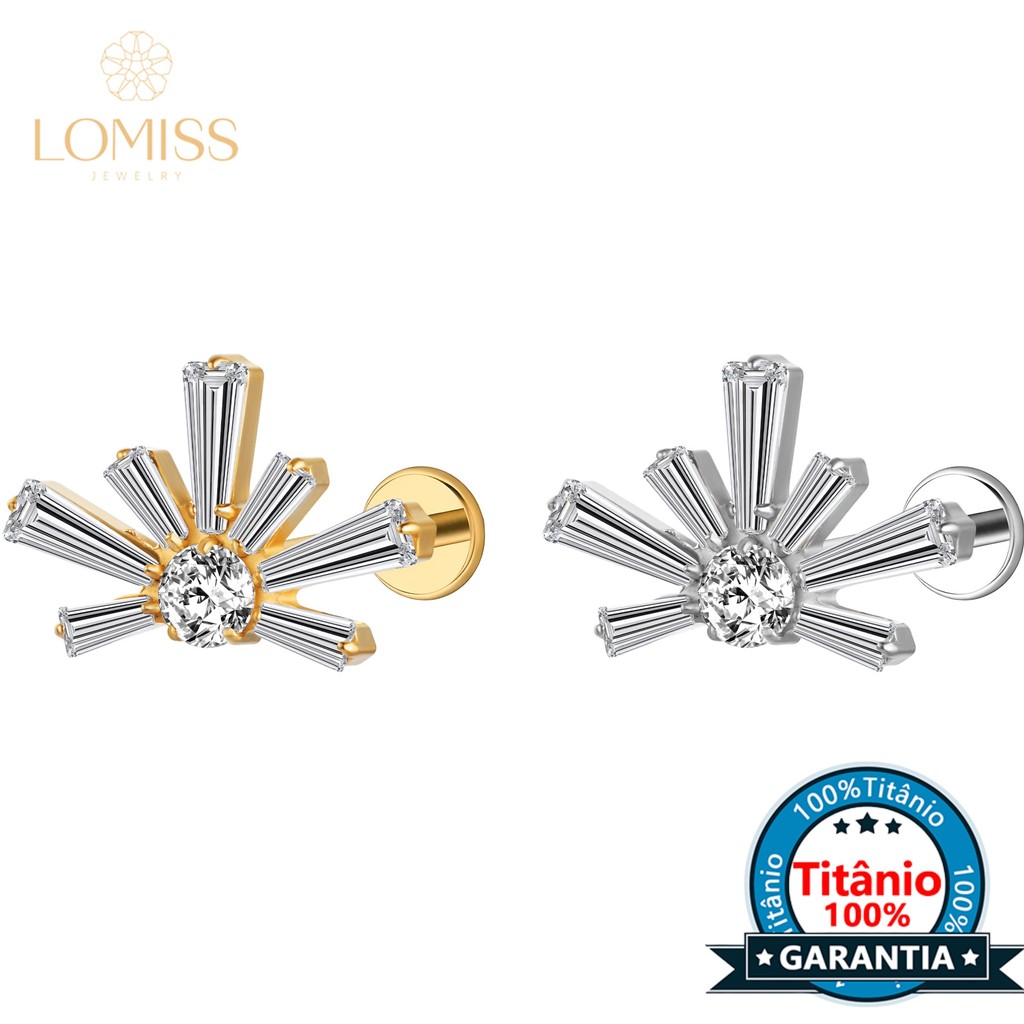 Lomiss Piercing Helix Tragus Conch Labret Cluster Meia Flor Titânio Zircônia