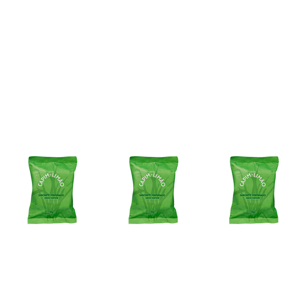 Kit com 3 Sabonete Perfumado Capim-Limão 50g - Beauty