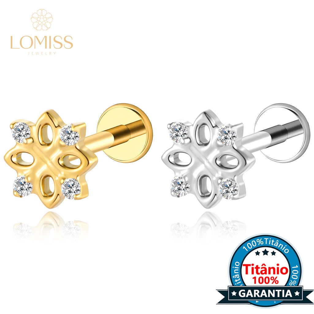 Lomiss Piercing Helix Tragus Conch Labret Flor Titânio Zircônia em Oferta na Shopee