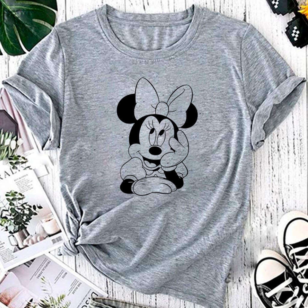 T-shirt Blusa Linda Mickey Minnie Mouse Fofa Camiseta Feminina Camisa LZ