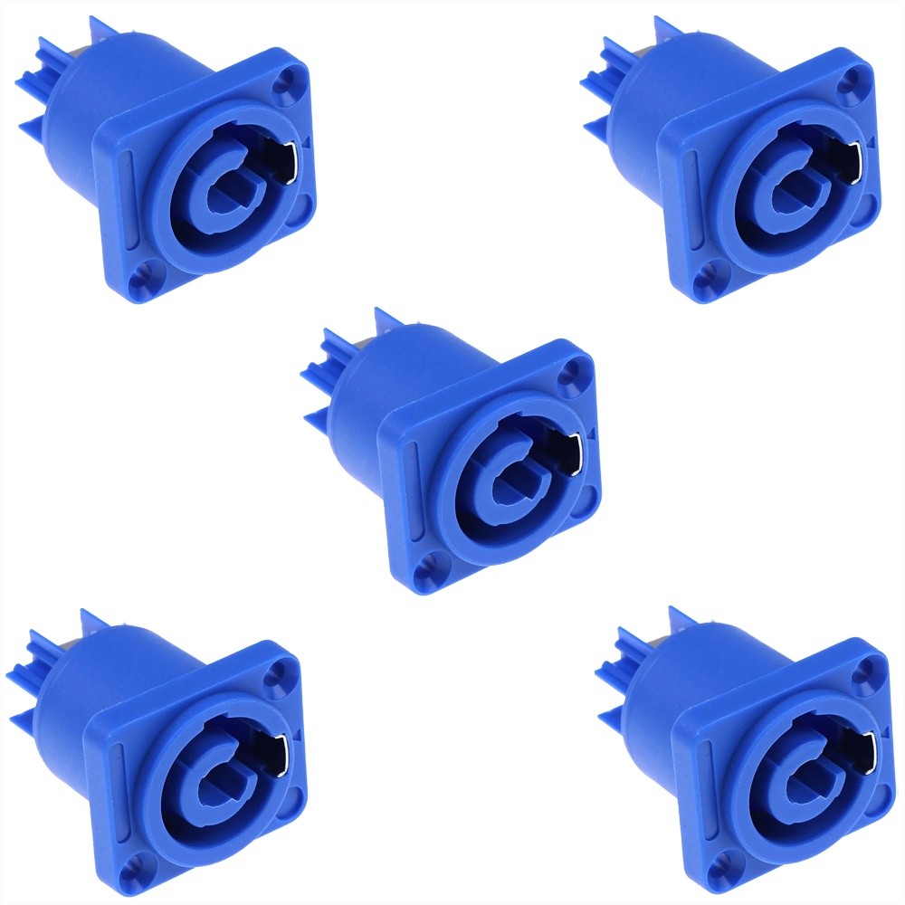 Kit com 5 Conectores Speakon de Painel Fêmea Powercon 3 Vias Azul em Oferta na Shopee