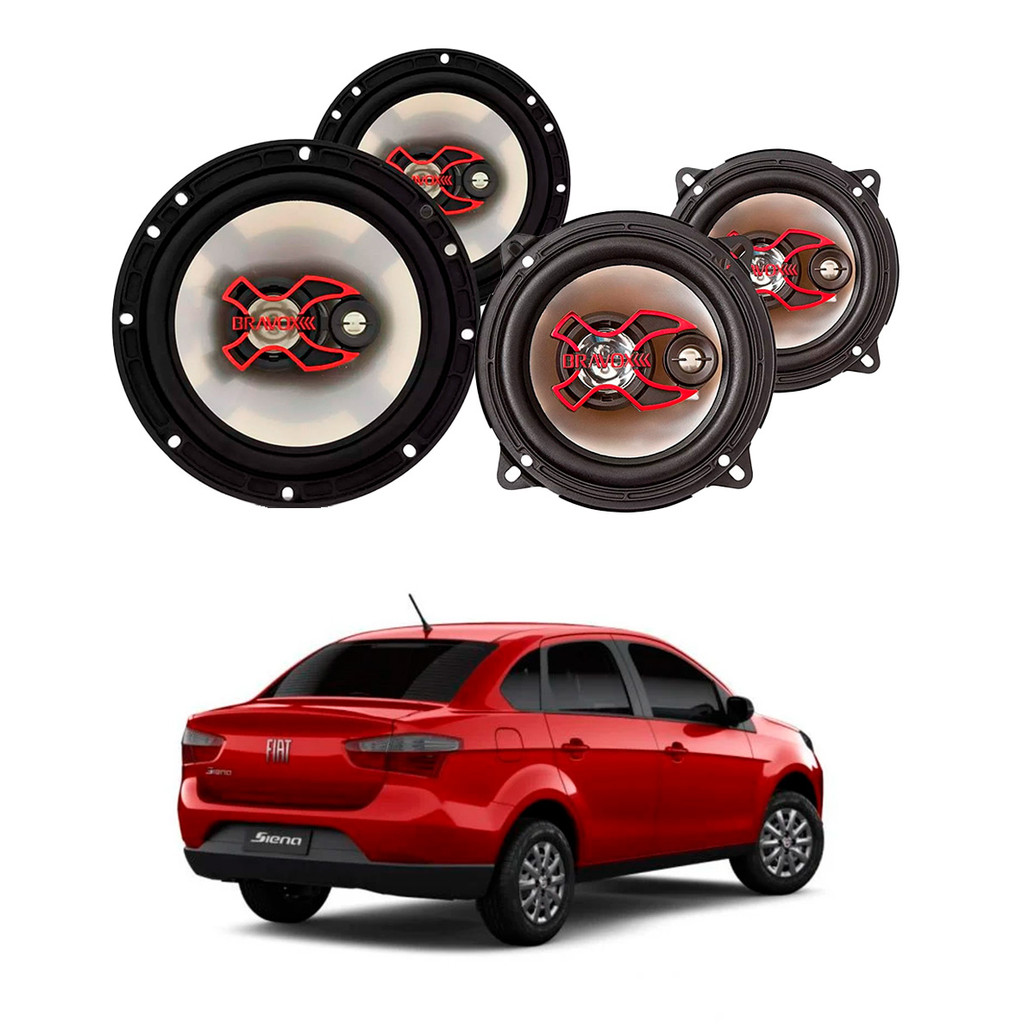 2x Alto Falantes 6" Polegadas + 2x 5" Polegadas 100W RMS Triaxial B3x60x/B3x50x Fiat Grand Siena em Oferta na Shopee
