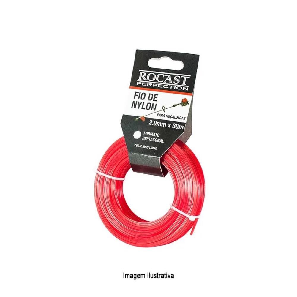 Fio de Nylon Redondo Roçadeira 2.7mm Rolo 30m Rocast 3100017