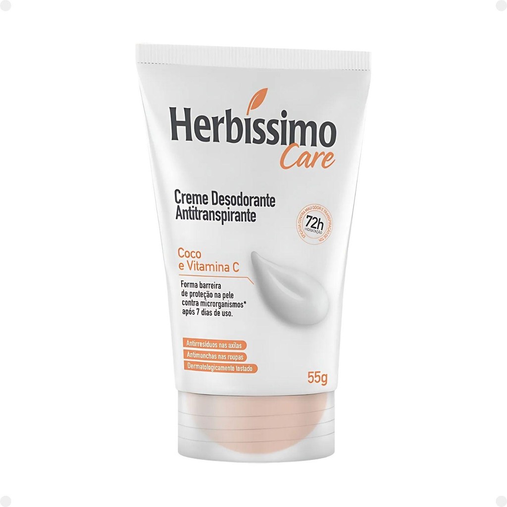 Creme Desodorante Antitranspirante Herbíssimo Care Coco e Vitamina C 55g