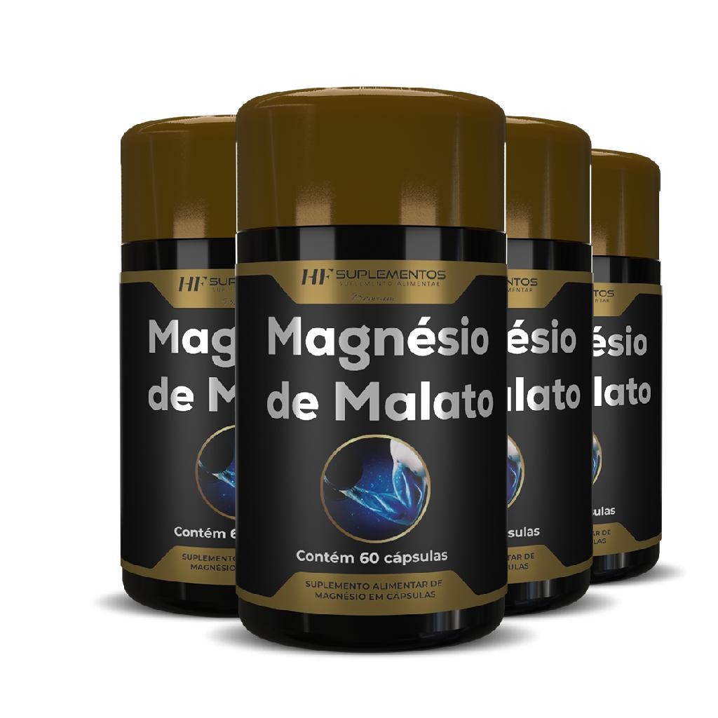 4x MAGNÉSIO DE MALATO PREMIUM 60 CAPS HF SUPLEMENTOS