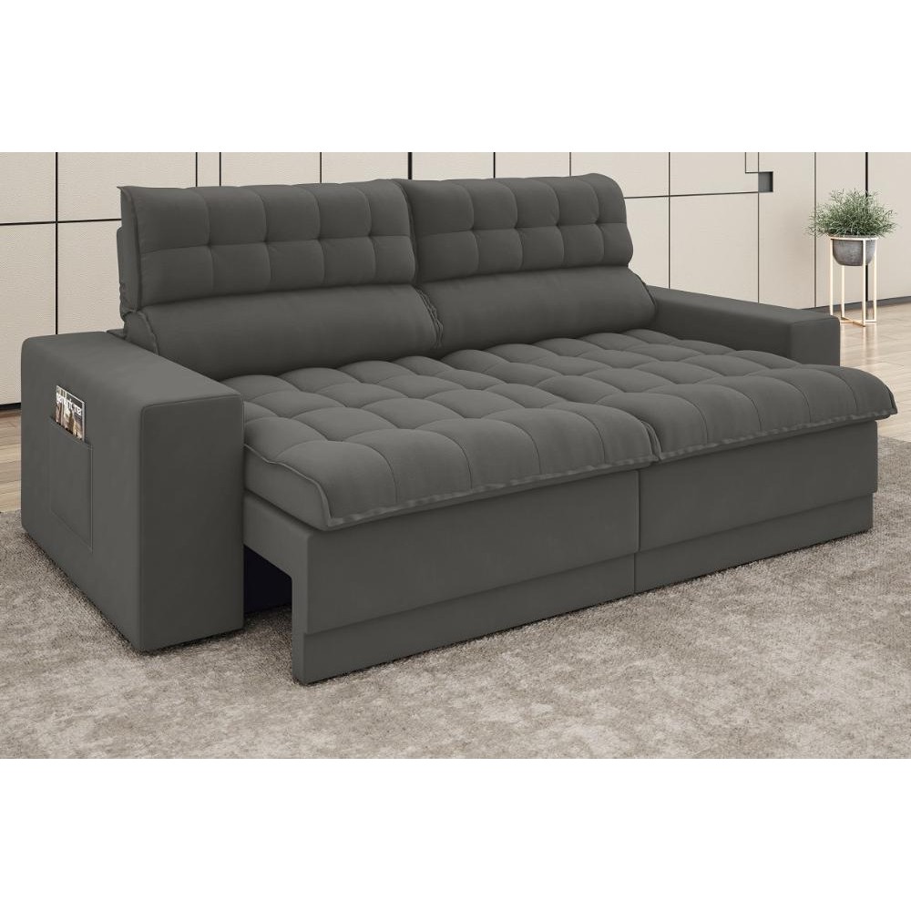 Sofá Omega 2,00m Assento Retrátil e Reclinável Velosuede - NETSOFAS - Home & Living