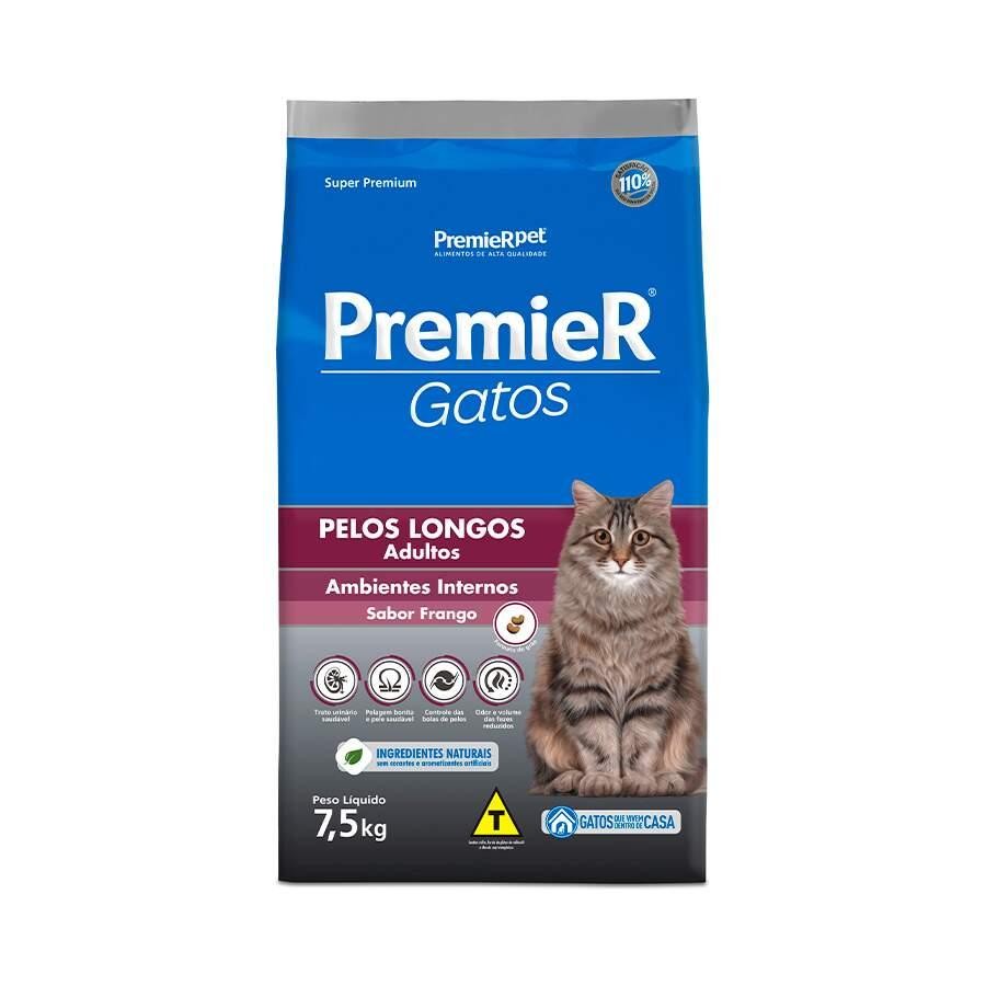 Ração Premier Amb Inter Pelos Longos Gatos ad Frango 7,5kg