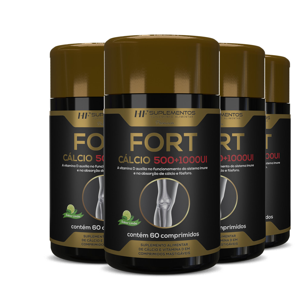 4X FORT CALCIO 500+1000UI HF SUPLEMENTS PREMIUM 60 COMPS