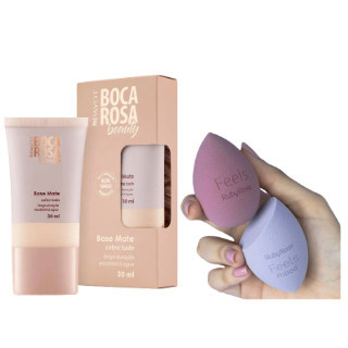 Kit Boca Rosa Base Líquida Matte Perfect By Payot + Esponja de Maquiagem RubyRose