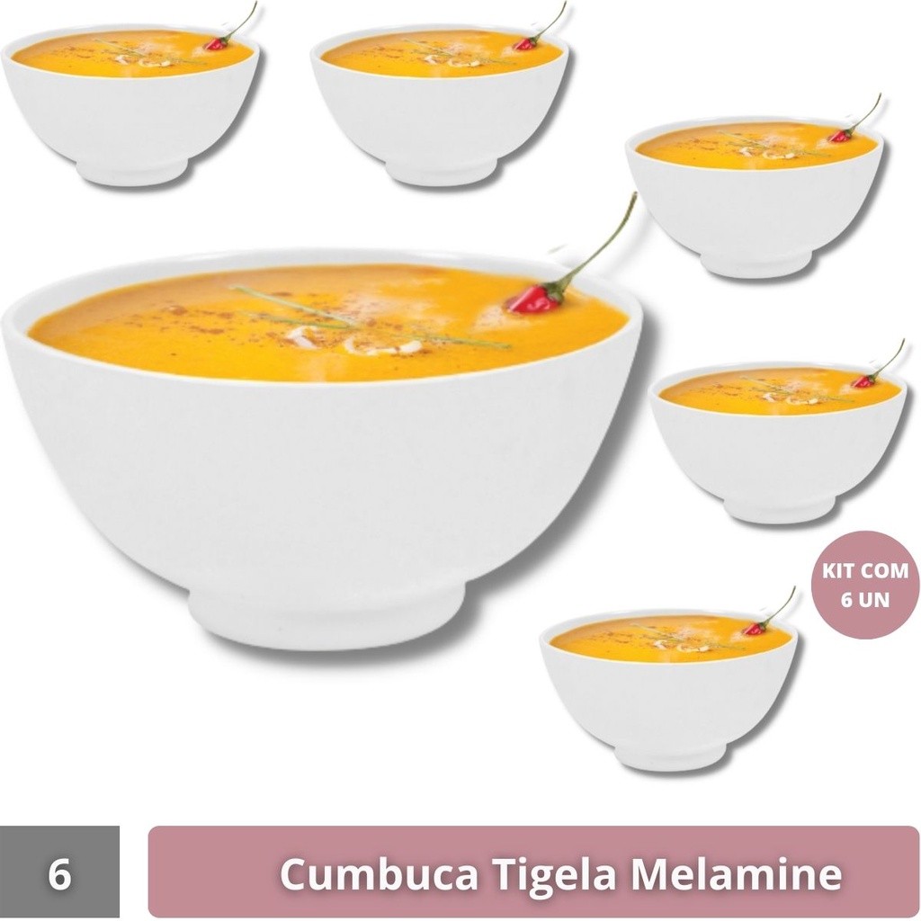 06 Tigelas Cumbuca Resistente 400ml Melamine Caldo Sopa Açaí em Oferta na Shopee