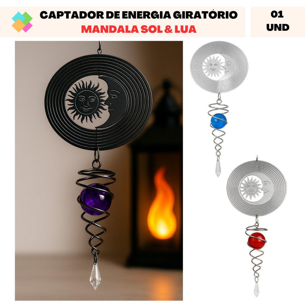 Captador De Energia Giratório Fengshui: Mandala Sol & Lua