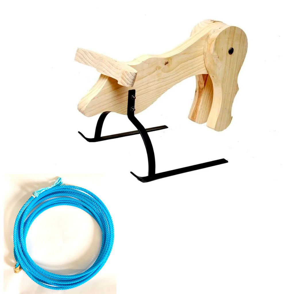 Kit Cavalete Boizinho Para Laço Treino Team Roping + Laço