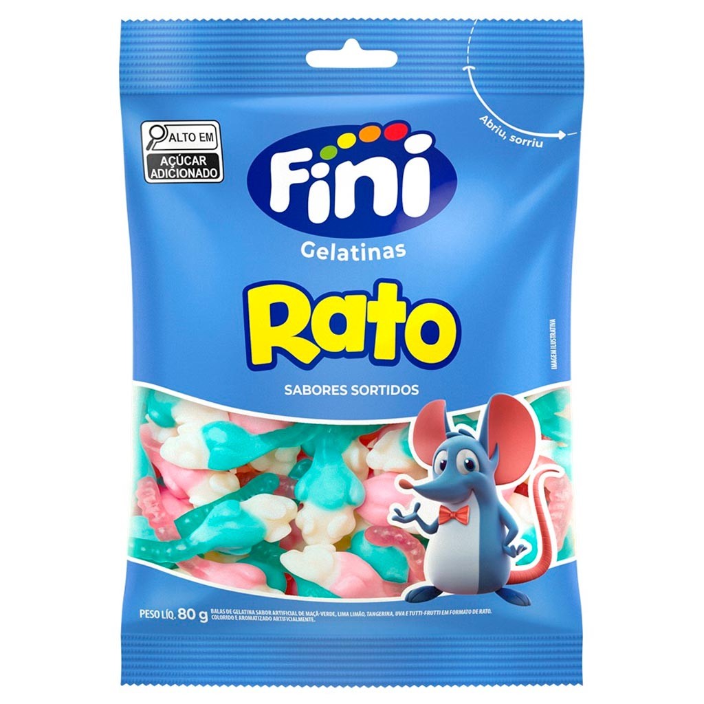 Bala de Gelatina Rato Sortido 80g - Fini