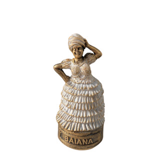 Escultura Baiana Dourada e Branca Vintage Resina 10 cm em Oferta na Shopee