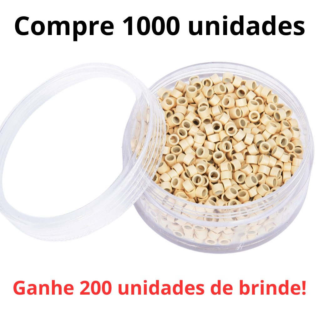 Kit 1000 Unidades Micro Rings Nano Para Mega Hair 4mm Cabelo Microlink Leve + 200 Brinde