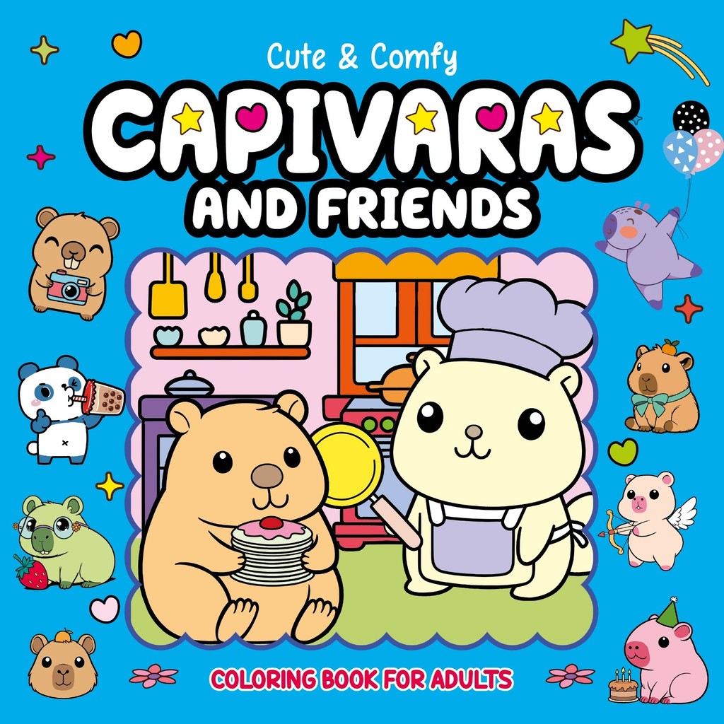 Cute & Comfy Coloring Book for Adults - Capivaras and Friends - Livro de Colorir Adulto 09