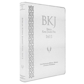 Bíblia King James Fiel 1611 | Concordância e Pilcrows | Capa Luxo Branca em Oferta na Shopee