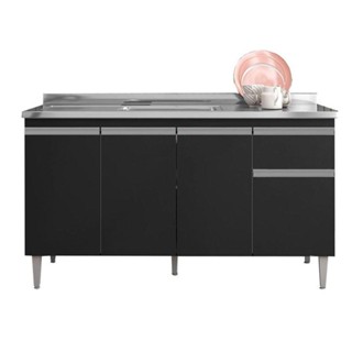 Balcão De Pia Tatiane 145 Cm Preto Fosco - Ajl em Oferta na Shopee